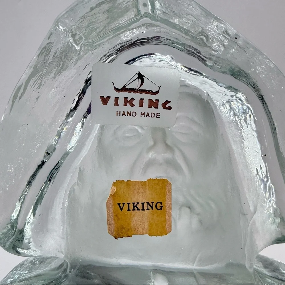 Viking Frosted Glass Nautical Captain Fisherman Sculpture Paperweight Bookend 6”
